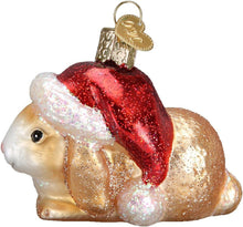 Load image into Gallery viewer, OLD WORLD CHRISTMAS CHRISTMAS BUNNY w/SANTA HAT GLASS CHRISTMAS ORNAMENT 12428

