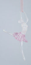 Load image into Gallery viewer, KURT ADLER CLEAR &amp; PINK FROSTED ACRYLIC BALLERINA CHRISTMAS ORNAMENT T1298-B
