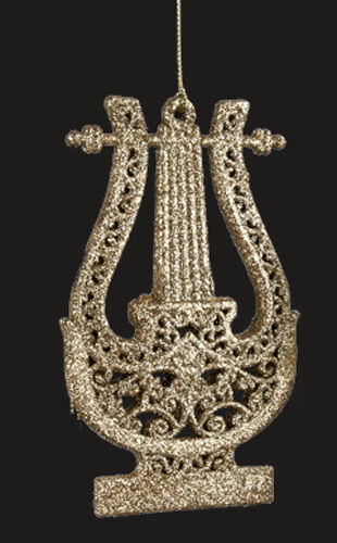 KURT S. ADLER GLITTERED GOLD FILIGREE HARP MUSICAL INSTRUMENT CHRISTMAS ORNAMENT